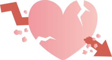 Red heart pierced by the love arrow. illustration png