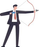 Businessman standing aiming an arrow. illustration png