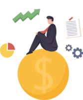 Money question, where to invest, pay off debt or invest to earn profit, financial choice or alternative to make decision concept. illustration png