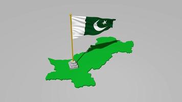 pakistansk flagga vinka i de vind 3d tolkning, oberoende dag, nationell dag video