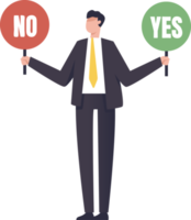 YES or NO, Right or wrong business decisions, true or false, right and wrong, alternative concept. illustration png