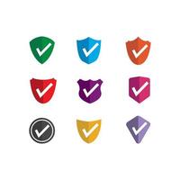 check mark with shield icon symbol template illustration vector