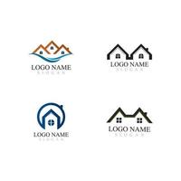 diseño de logotipos de bienes raíces, propiedades y construcción para letreros corporativos de negocios. vector