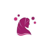 dibujo de silueta vectorial de mujer musulmana con hiyab, mujer árabe. para logotipo plantilla icono hijab tienda musulmán vector