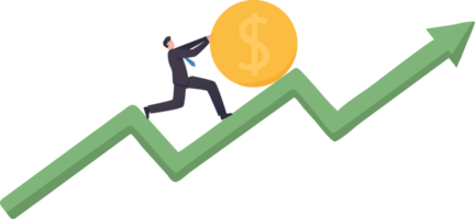 The share price goes up and the price goes up. Currency Value Growth Business investors try hard to drive stocks up, arrow charts and rising charts. png