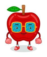 lindo personaje de mascota de manzana ilustración vectorial vector