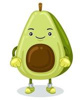 Ilustración de vector de personaje de mascota de aguacate lindo