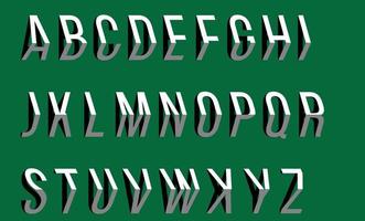 Vector 3D english alphabet. calligraphy font on green background.