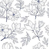 magnolia de patrones sin fisuras azul marino flor archivo vectorial sin costuras vector