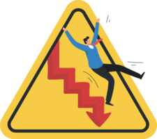 Investment risk. The volatility of the stock market or cryptocurrency. Economic inflationary crisis. Fed, funds, gold, oil, war. Businessman fell from the downward arrow. png