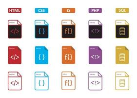 HTML CSS JS SQL PHP ICON SYMBOL vector