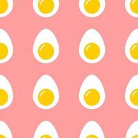 Half boiled egg seamless pattern in flat style design. vector