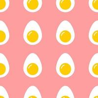 Half boiled egg seamless pattern in flat style design. vector