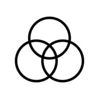 Three overlapping circle venn diagram icon in line style design isolated on white background. Editable stroke. vector