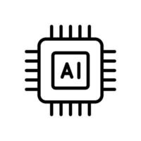 Ai chip icon in line style design isolated on white background. Editable stroke. vector