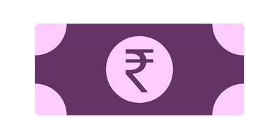 icono de billete de papel de rupia india en diseño de estilo plano aislado sobre fondo blanco. vector