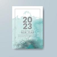 Happy new year 2023 card template with watercolor background vector