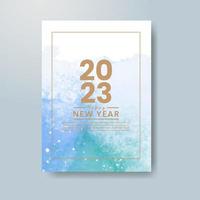 Happy new year 2023 card template with watercolor background vector