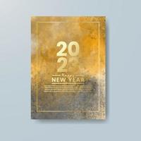 Happy new year 2023 card template with watercolor background vector