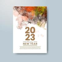 Happy new year 2023 card template with watercolor background vector