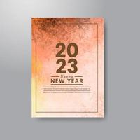 Happy new year 2023 card template with watercolor background vector