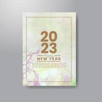 Happy new year 2023 card template with watercolor background vector