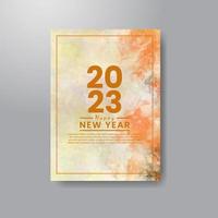 Happy new year 2023 card template with watercolor background vector