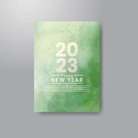 Happy new year 2023 card template with watercolor background vector