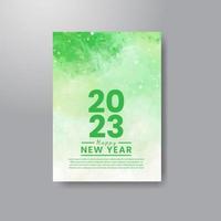 Happy new year 2023 card template with watercolor background vector