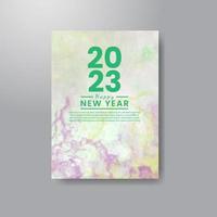 Happy new year 2023 card template with watercolor background vector