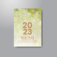 Happy new year 2023 card template with watercolor background vector