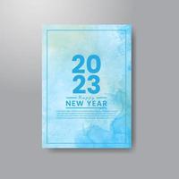 Happy new year 2023 card template with watercolor background vector