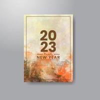 Happy new year 2023 card template with watercolor background vector