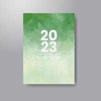 Happy new year 2023 card template with watercolor background vector