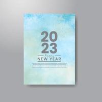 Happy new year 2023 card template with watercolor background vector