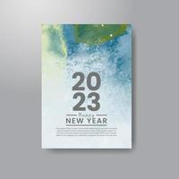 Happy new year 2023 card template with watercolor background vector