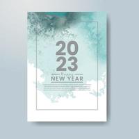 Happy new year 2023 card template with watercolor background vector