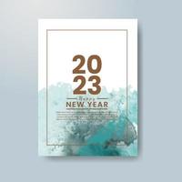 Happy new year 2023 card template with watercolor background vector