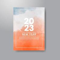 Happy new year 2023 card template with watercolor background vector