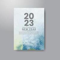 Happy new year 2023 card template with watercolor background vector