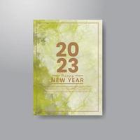 Happy new year 2023 card template with watercolor background vector