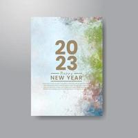 Happy new year 2023 card template with watercolor background vector