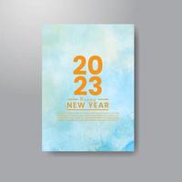 Happy new year 2023 card template with watercolor background vector