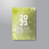 Happy new year 2023 card template with watercolor background vector