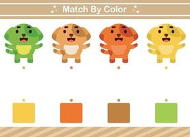 Match by color of animal Educational game for kindergarten Matching game for kids vector