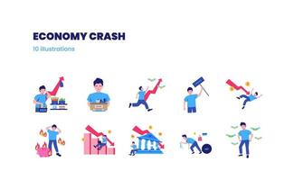 economía accidente crisis depresión ilustración establecer tendencia bajista quiebra inflación despedir deuda vector