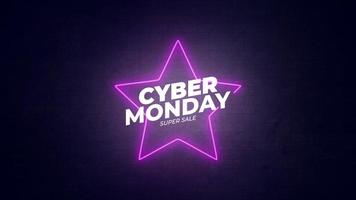 Cyber Monday sale sign banner for promo video. neon glowing light Special offer discount tags with Alpha Channel transparent background. video