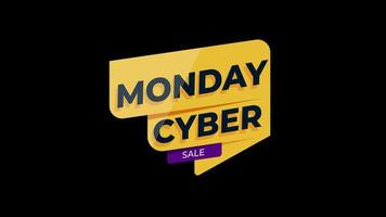 Cyber Monday sale sign banner for promo video. Sale badge. Special offer discount tags with Alpha Channel transparent background. video