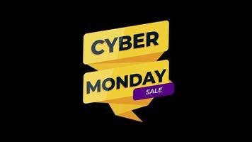 Cyber Monday sale sign banner for promo video. Sale badge. Special offer discount tags with Alpha Channel transparent background. video