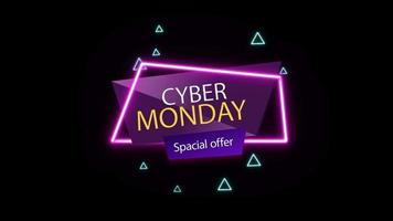 Cyber Monday sale neon light glowing sign banner for promo video. Sale badge. Special offer discount tags with Alpha Channel. video